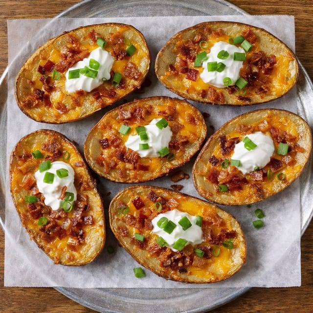 Potato Skins with Cheese & Bacon.