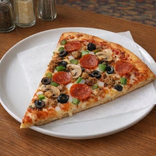 Cheese Pizza Slice with Six Toppings
